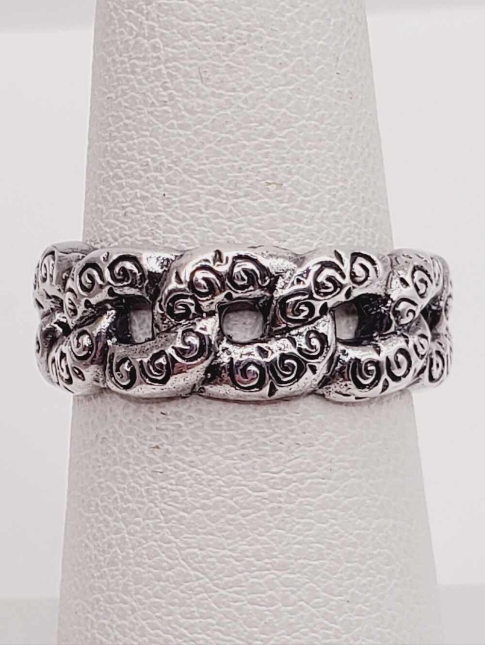 925 Sterling Silver Swirl Link Design Band Ring - Women Jewelry